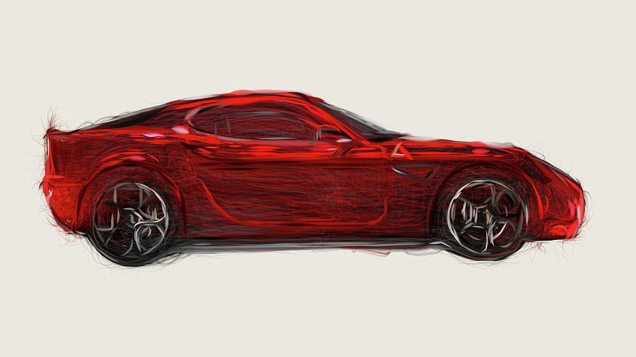 Alfa Romeo 8c Competizione Car Drawing Digital Art