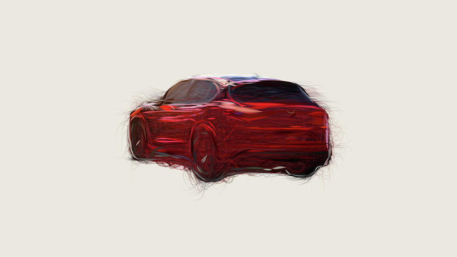 Alfa Romeo Stelvio Quadrifoglio Car Drawing Digital Art