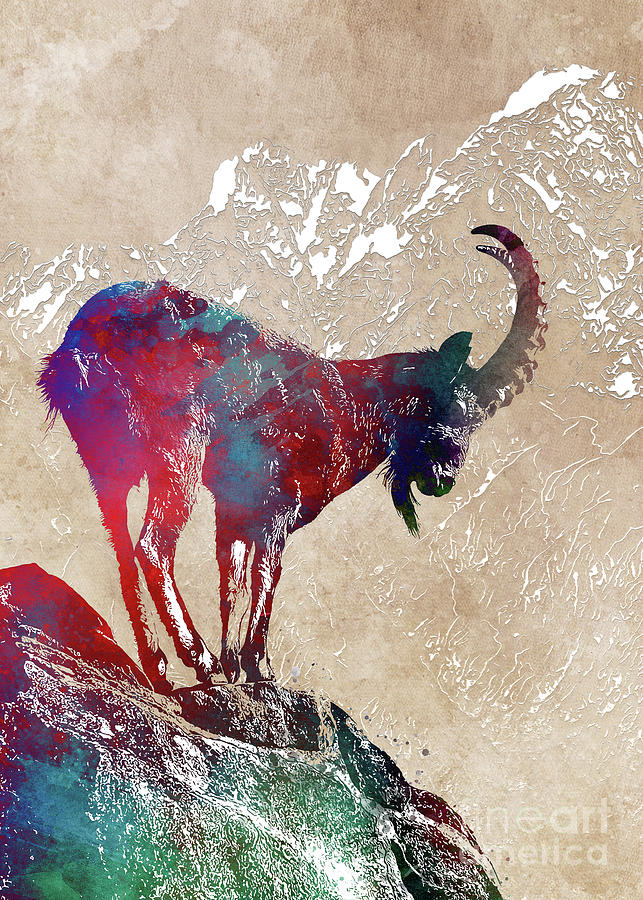 Alpine ibex #2 Digital Art by Justyna Jaszke JBJart