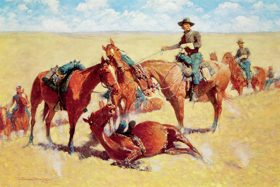 Frederic Remington Painting - Among the Led Horses #3 by Frederic Remington