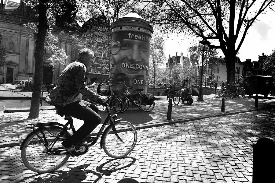 Amsterdam Cyclist - black and white Photograph by Rob Blok - Pixels