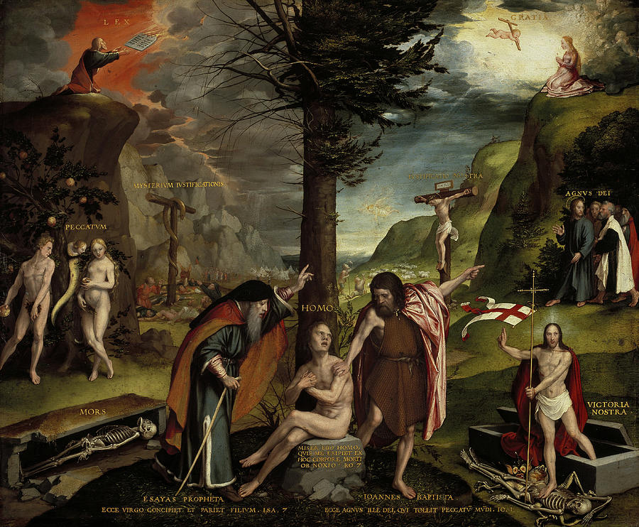 Moses Painting - An Allegory of the Old and New Testaments #2 by Hans Holbein the Younger