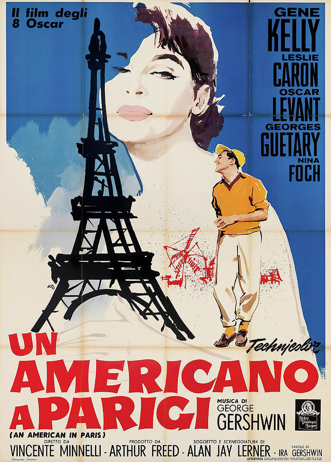 Gene Kelly Mixed Media - An American in Paris -b-1951 - art by Silvano Campeggi by Movie World Posters