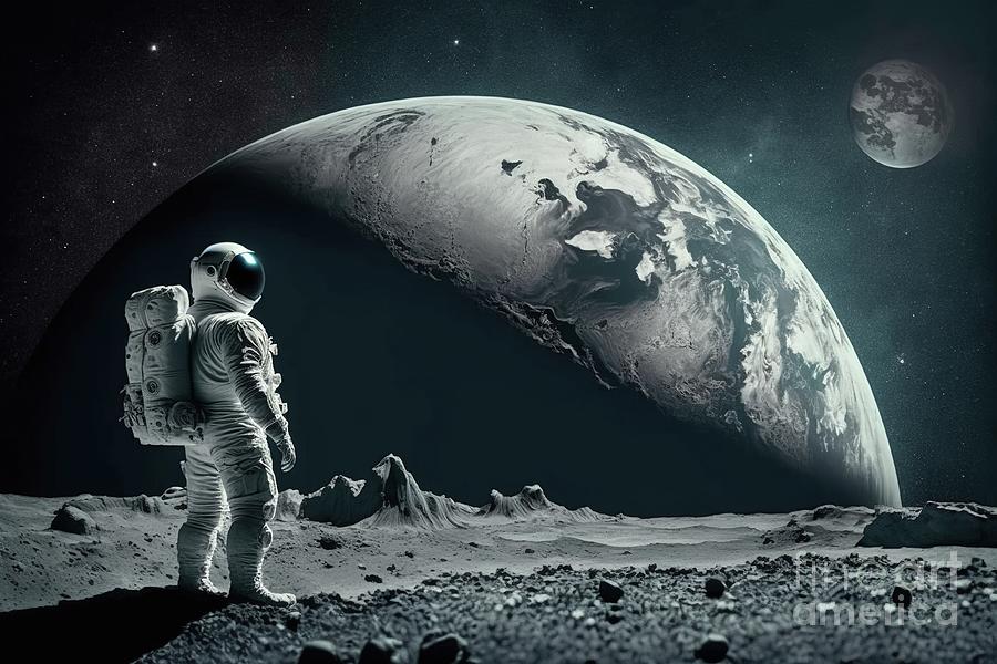 An astronaut explores new planets, science fiction illustration. #2 Photograph by Joaquin Corbalan