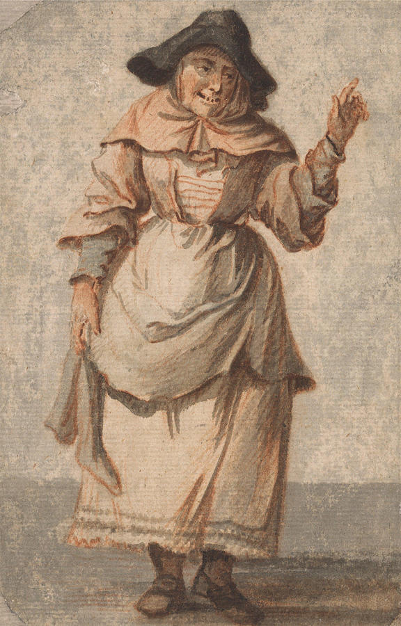 An Old Market Woman Grinning and Gesturing with her Left Hand #3 Drawing by Paul Sandby