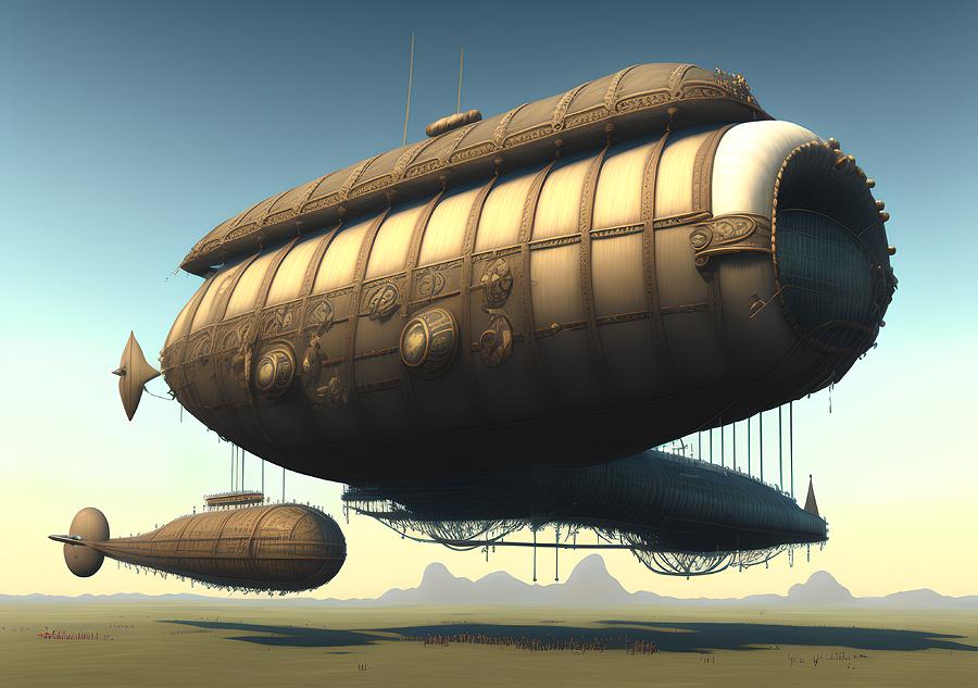Ancient Airship, Generative AI Illustration Digital Art by Miroslav ...