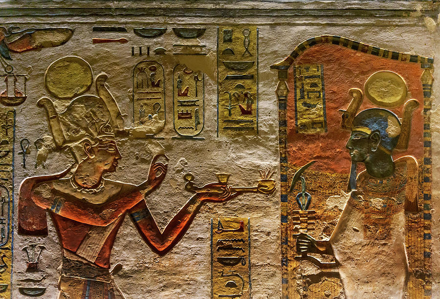 Ancient Color Egypt Images On Wall #2 Relief by Mikhail Kokhanchikov