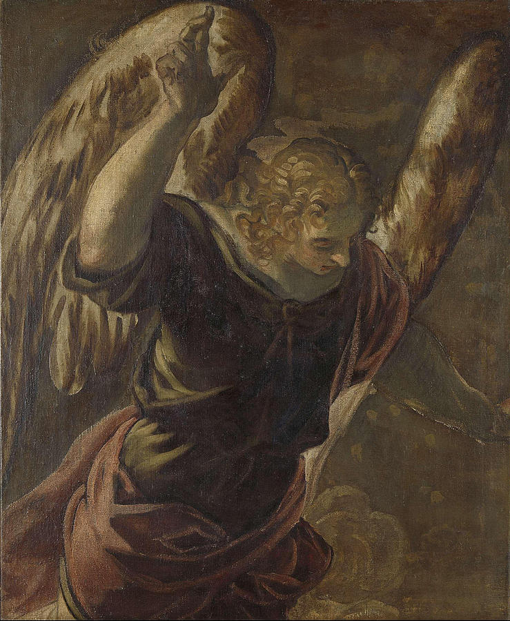 Angel from the Annunciation to the Virgin #3 Painting by Tintoretto