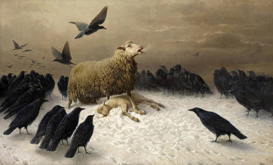 Sheep Painting - Anguish #2 by August Friedrich Albrecht Schenck