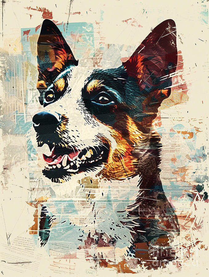 Abstract Drawing - Animal image of Australian Cattle dog #2 by Clint McLaughlin