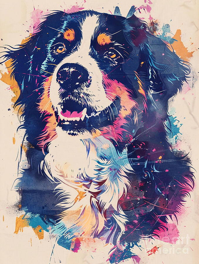 Abstract Drawing - Animal image of Bernese Mountain dog #2 by Clint McLaughlin