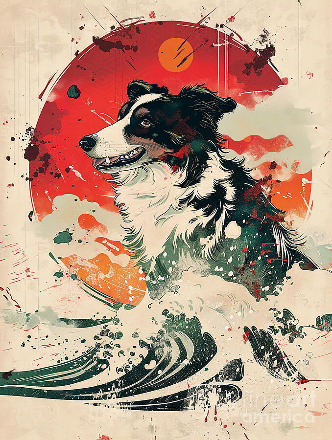 Abstract Drawing - Animal image of Border Collie Dog #2 by Clint McLaughlin