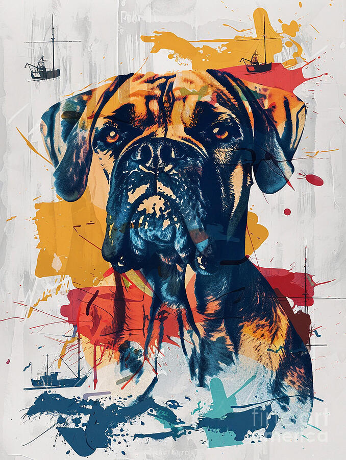 Abstract Drawing - Animal image of Bullmastiff Dog #2 by Clint McLaughlin