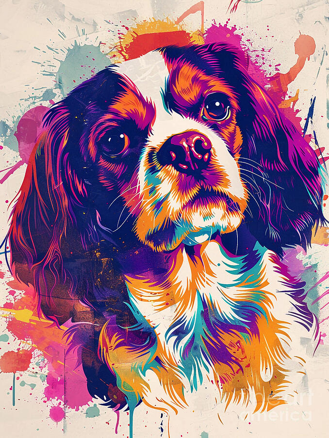 Abstract Drawing - Animal image of Cavalier King Charles Spaniel Dog #2 by Clint McLaughlin