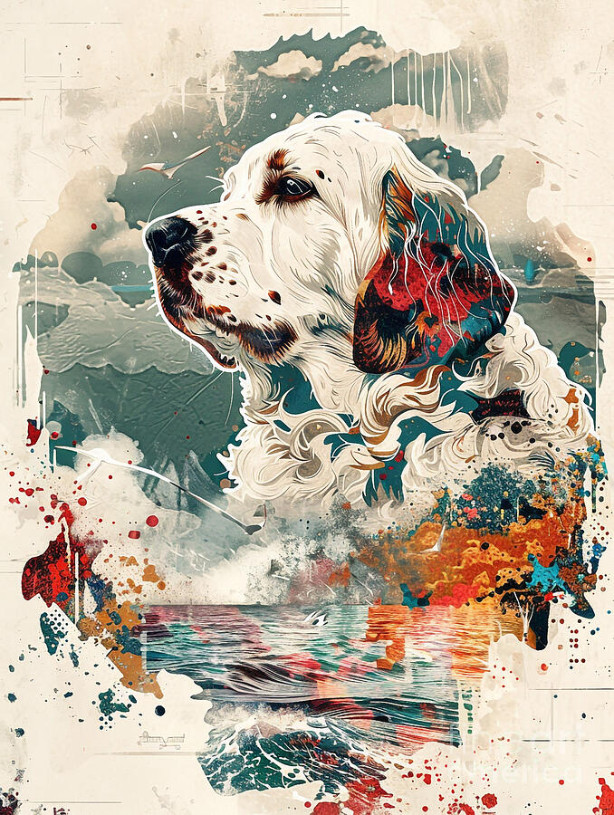 Abstract Drawing - Animal image of Clumber Spaniel Dog #2 by Clint McLaughlin