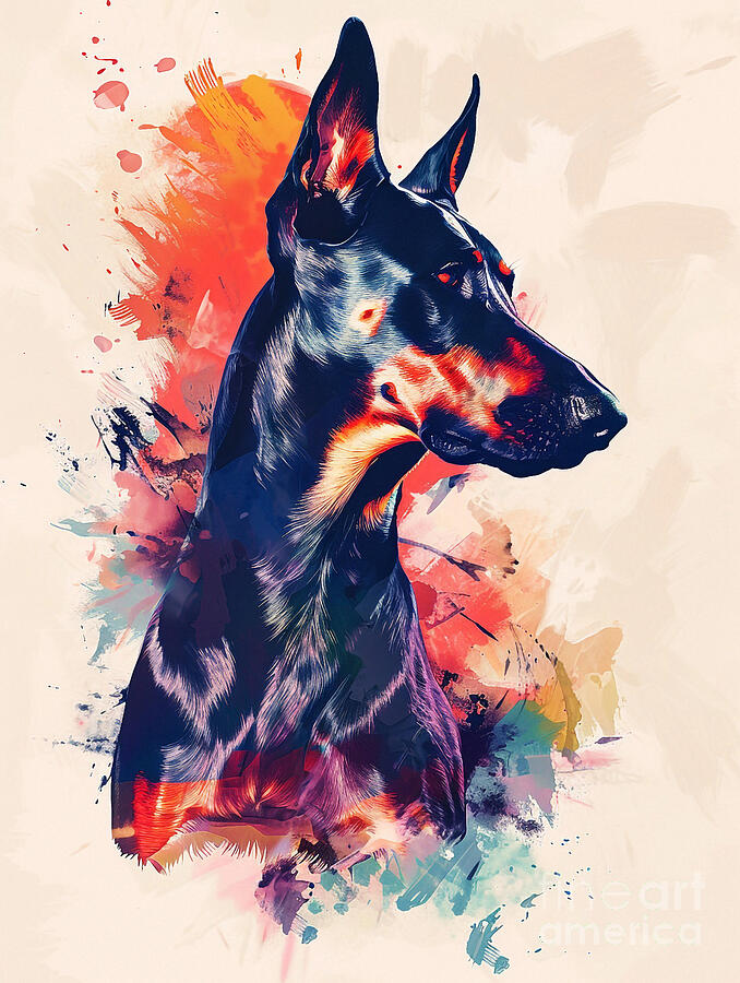Abstract Drawing - Animal image of Doberman Pinscher Dog #2 by Clint McLaughlin