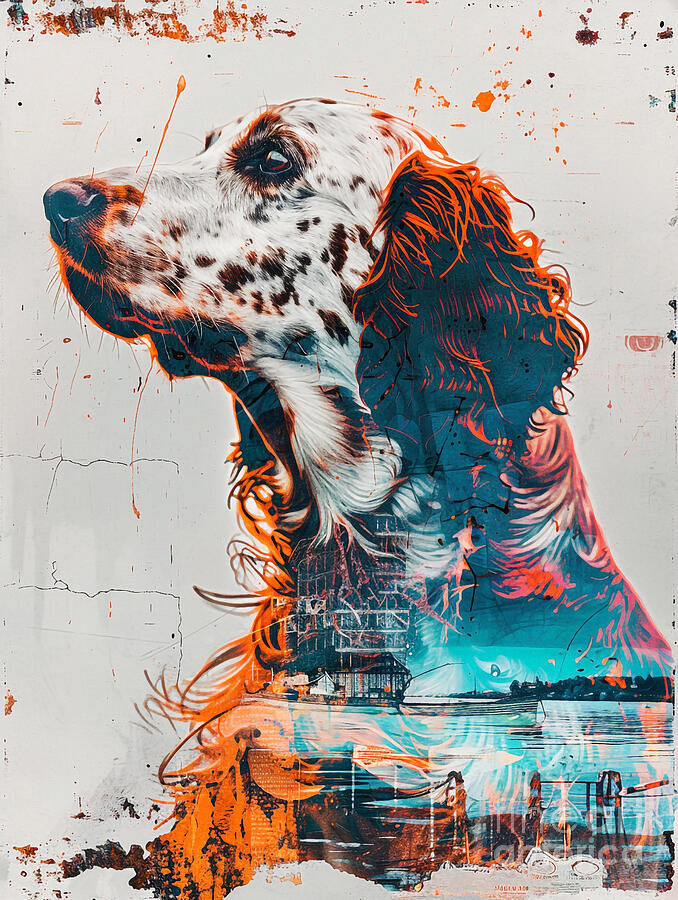 Abstract Drawing - Animal image of English Setter Dog #2 by Clint McLaughlin