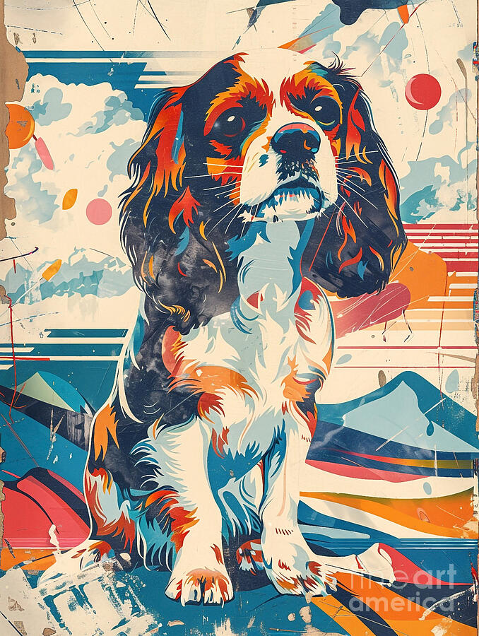 Abstract Drawing - Animal image of English Toy Spaniel Dog #2 by Clint McLaughlin
