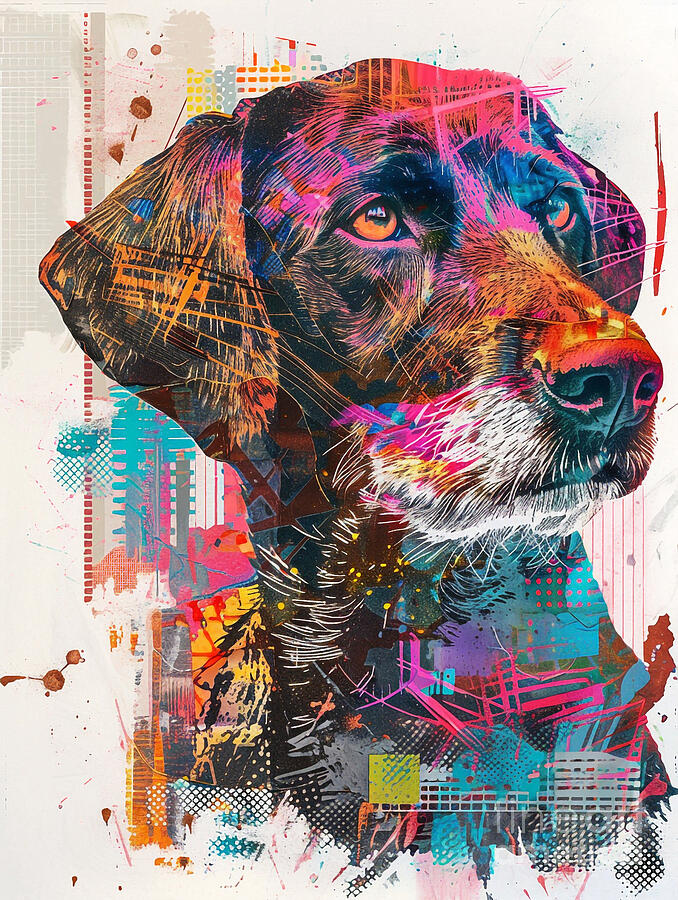 Abstract Drawing - Animal image of German Wirehaired Pointer Dog #2 by Clint McLaughlin