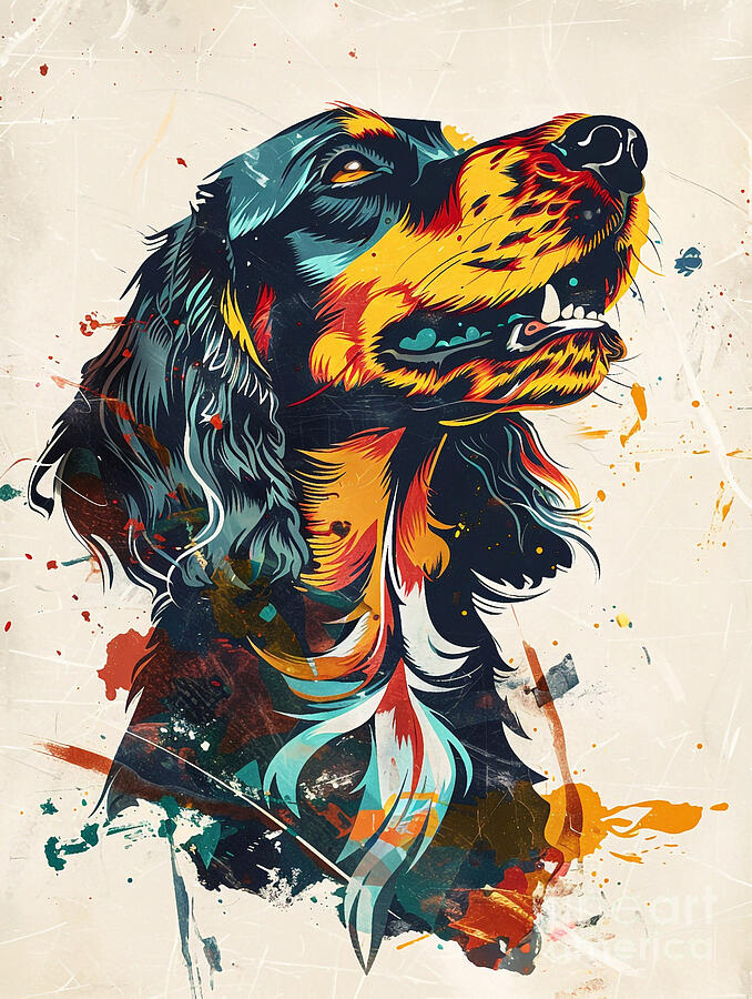 Abstract Drawing - Animal image of Gordon Setter Dog #2 by Clint McLaughlin
