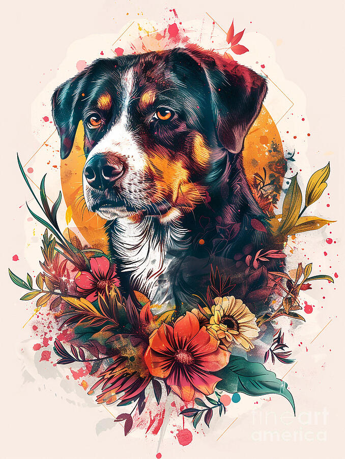 Flower Drawing - Animal image of Greater Swiss Mountain dog #2 by Clint McLaughlin