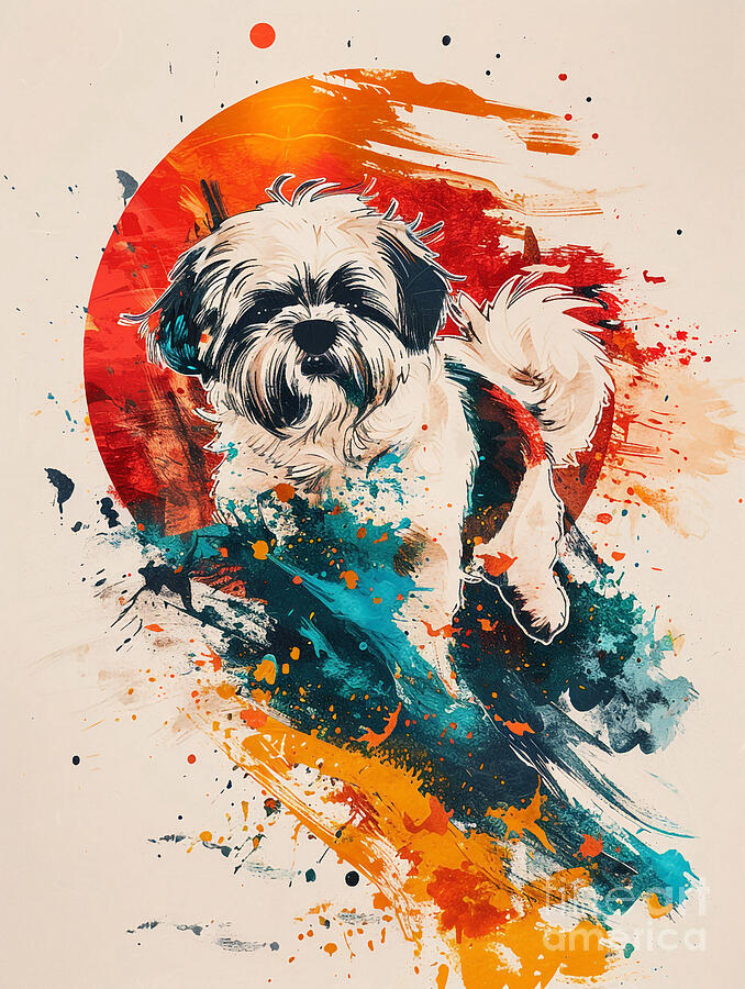 Abstract Drawing - Animal image of Lhasa Apso Dog #2 by Clint McLaughlin