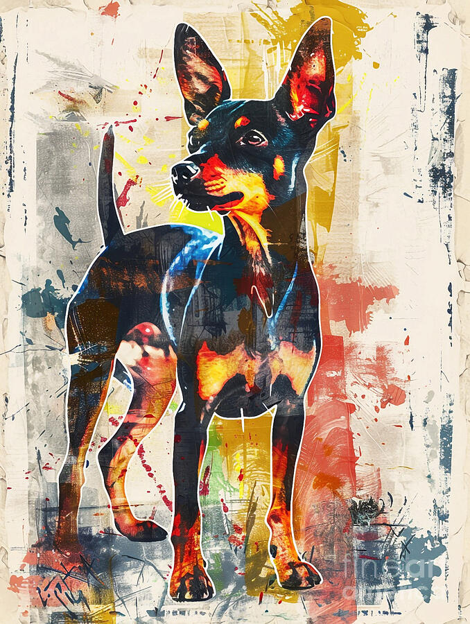 Abstract Drawing - Animal image of Manchester Terrier Dog #2 by Clint McLaughlin