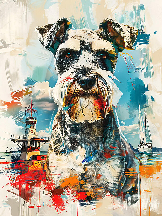 Abstract Drawing - Animal image of Miniature Schnauzer Dog #2 by Clint McLaughlin