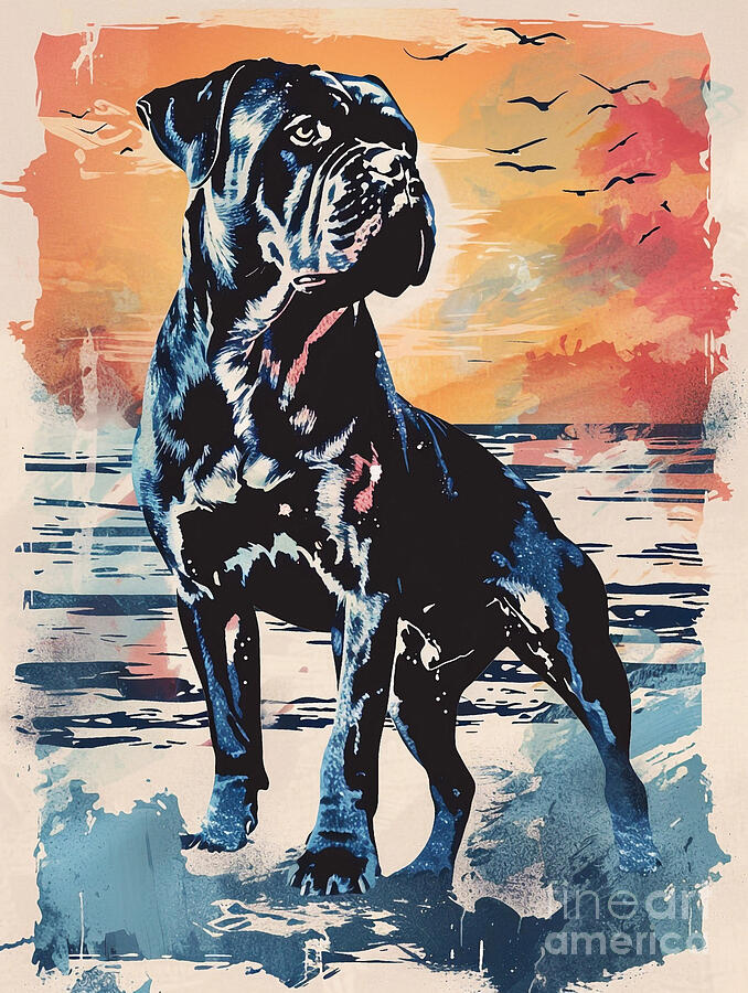 Sunset Drawing - Animal image of Neapolitan Mastiff Dog #2 by Clint McLaughlin
