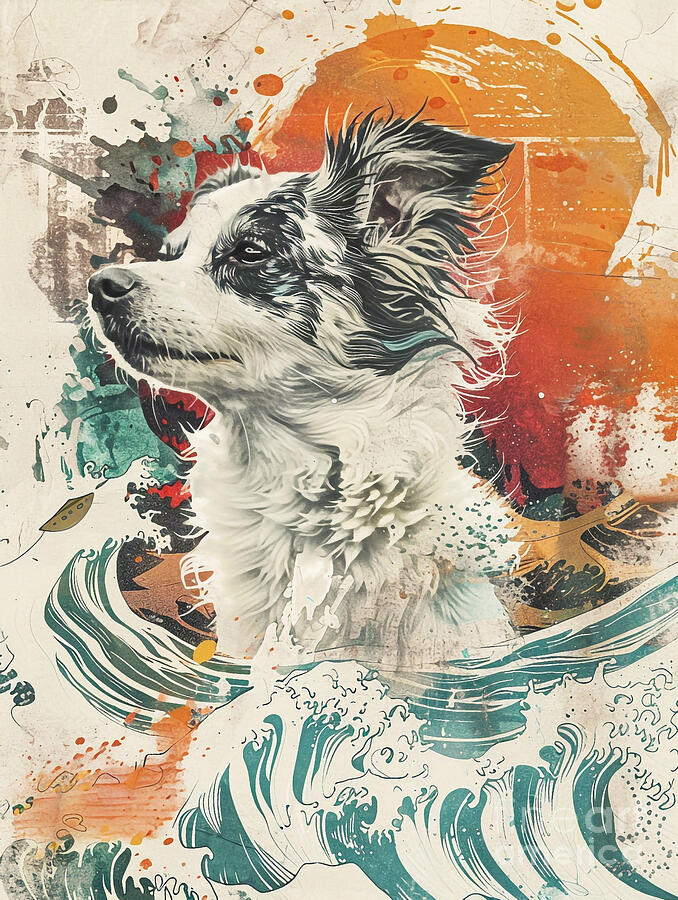 Abstract Drawing - Animal image of Norwegian Lundehund Dog #2 by Clint McLaughlin