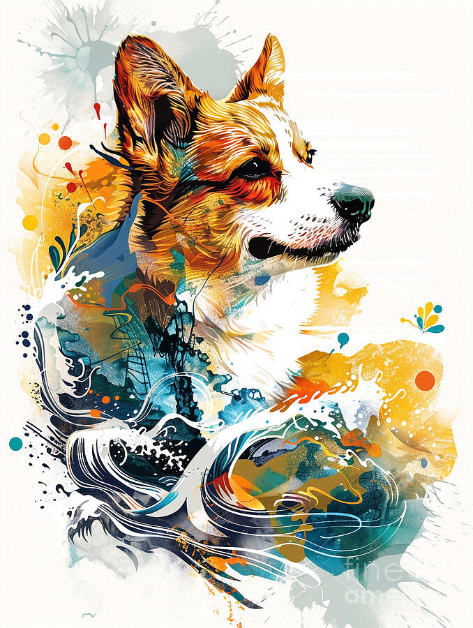 Abstract Drawing - Animal image of Pembroke Welsh Corgi Dog #2 by Clint McLaughlin