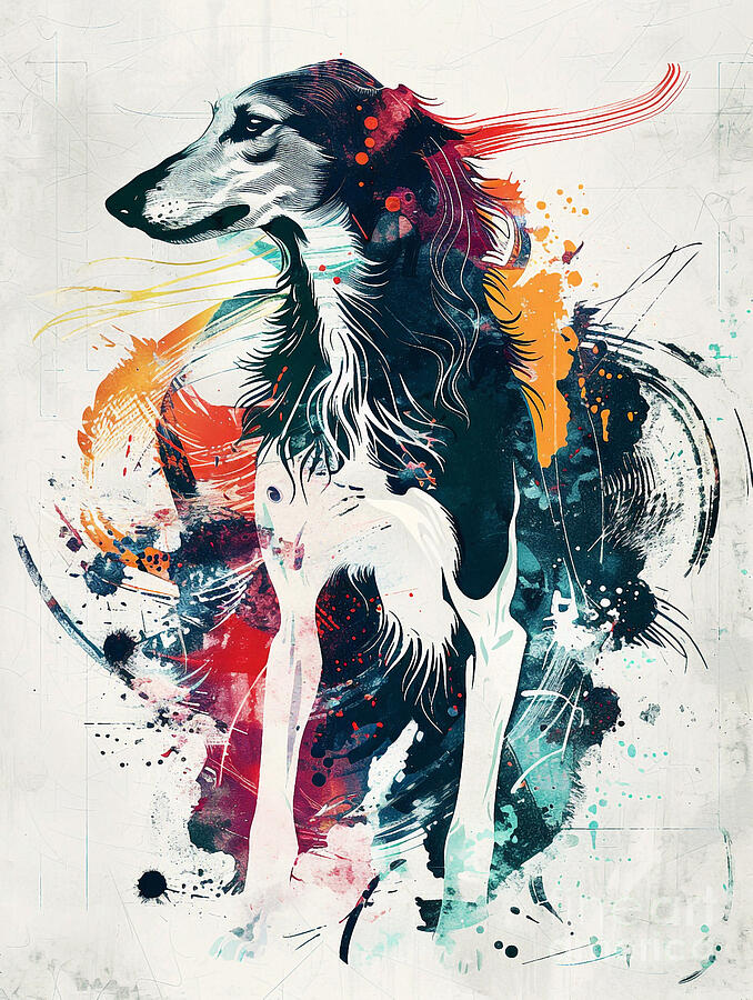 Abstract Drawing - Animal image of Saluki Dog #2 by Clint McLaughlin