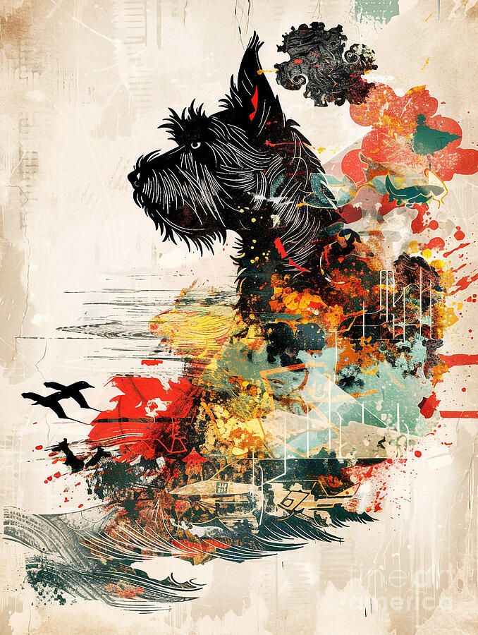 Abstract Drawing - Animal image of Scottish Terrier Dog #2 by Clint McLaughlin