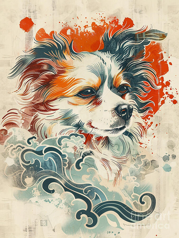 Abstract Drawing - Animal image of Tibetan Spaniel Dog #2 by Clint McLaughlin