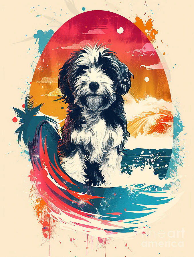 Abstract Drawing - Animal image of Tibetan Terrier Dog #2 by Clint McLaughlin