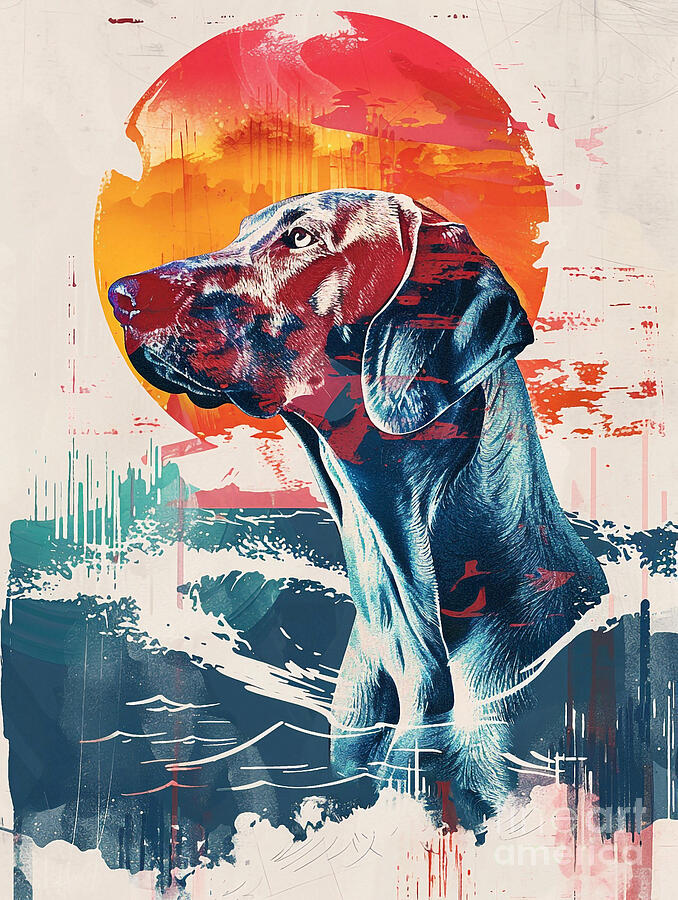 Abstract Drawing - Animal image of Weimaraner Dog #2 by Clint McLaughlin