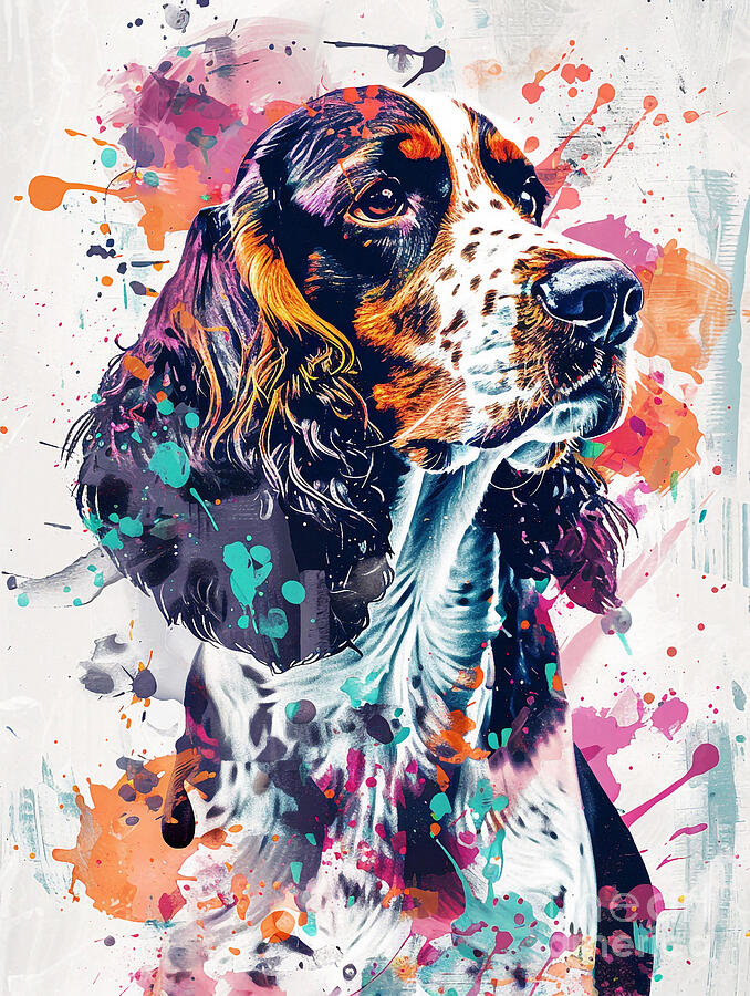 Abstract Drawing - Animal image of Welsh Springer Spaniel Dog #2 by Clint McLaughlin