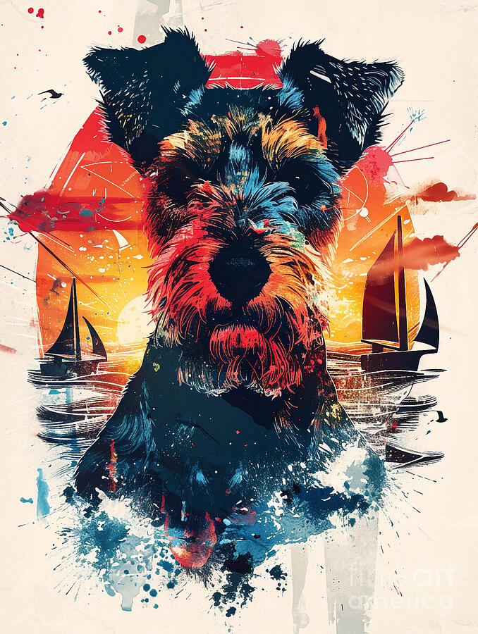 Abstract Drawing - Animal image of Welsh Terrier Dog #2 by Clint McLaughlin