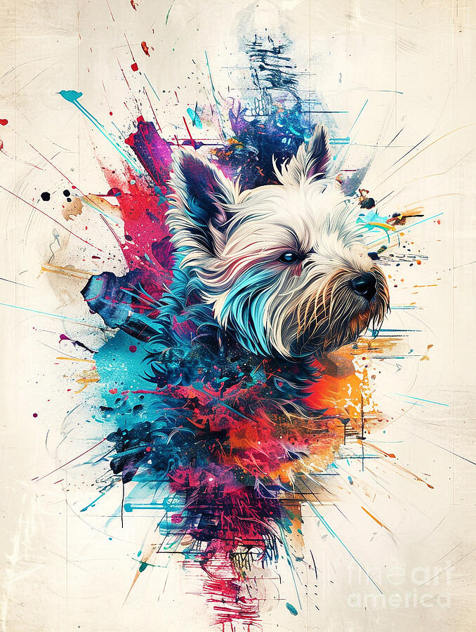 Abstract Drawing - Animal image of West Highland White Terrier Dog #2 by Clint McLaughlin