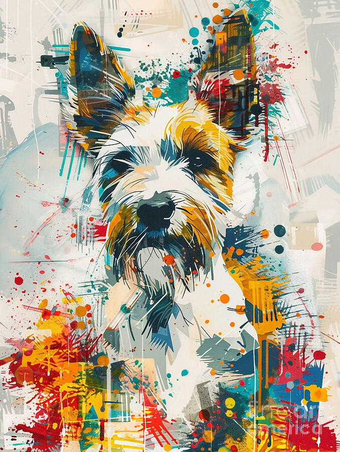 Abstract Drawing - Animal image of Wire Fox Terrier Dog #2 by Clint McLaughlin