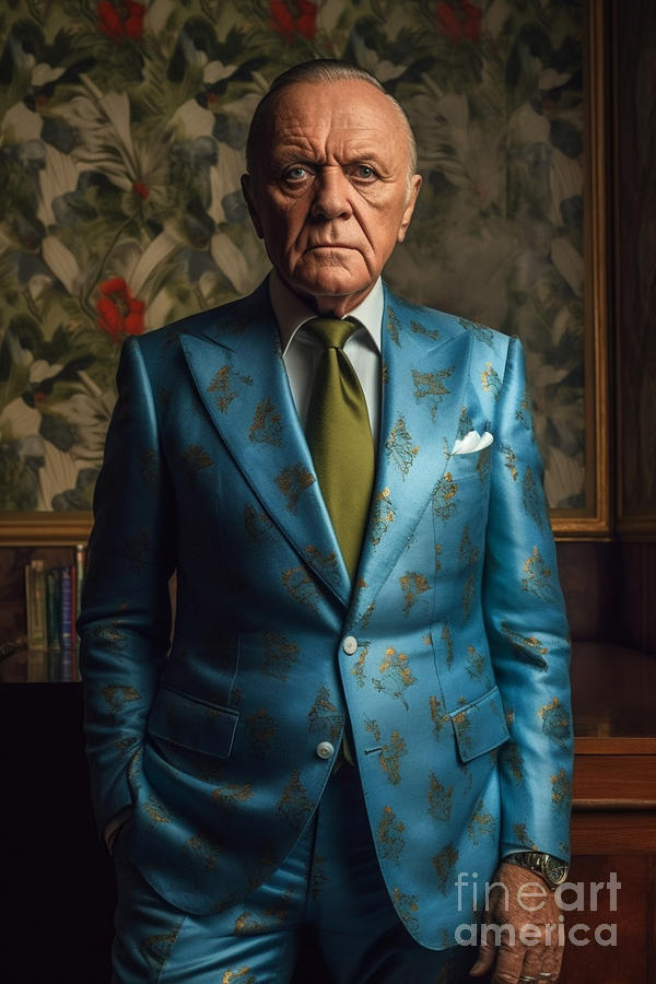 Fantasy Painting - Anthony  Hopkins  as  modern  male  outfits  by Asar Studios #2 by Celestial Images