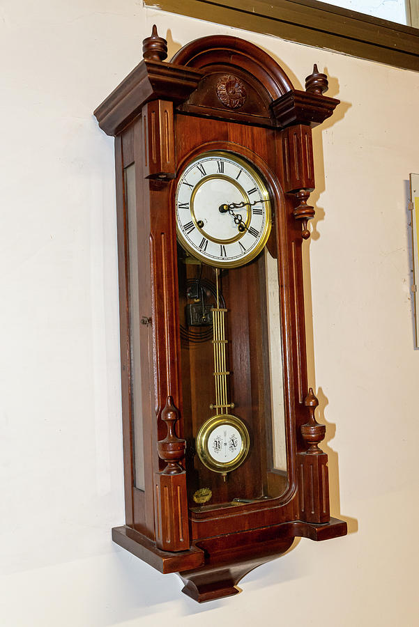 Antique Pendulum Clock In Inlaid Wood #2 by Cardaio Federico