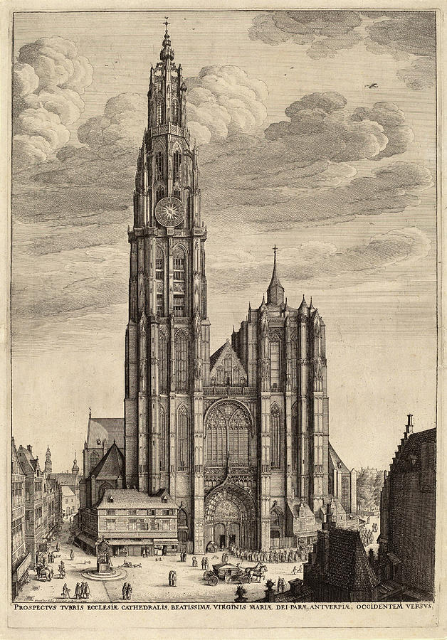 Antwerp Cathedral #3 Drawing by Wenceslaus Hollar