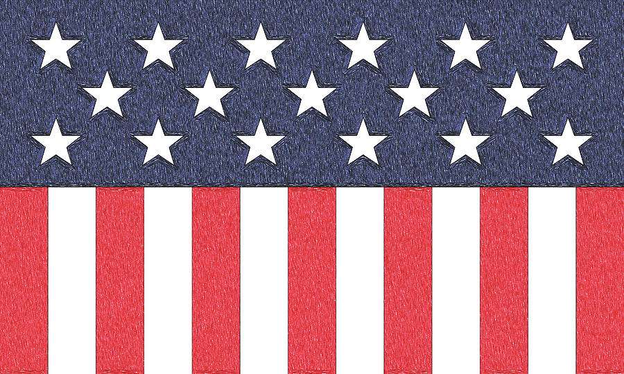 Artistic Minimalist USA Flag #2 Painting by Celestial Images