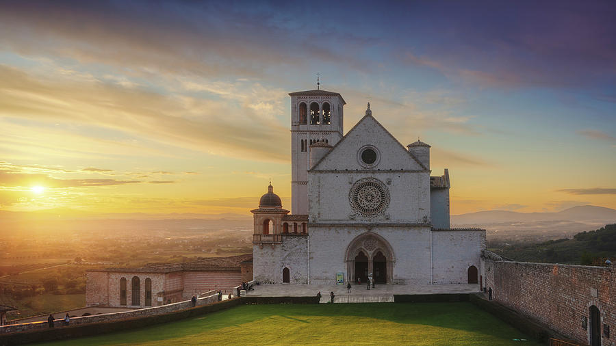 Assisi, San Francesco Basilica church at sunset. Umbria, Italy. #2 Photograph by Stefano Orazzini