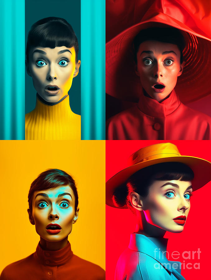 Audrey  Hepburn  Shocked  Curious  Surreal  Cinemati  By Asar Studios Painting