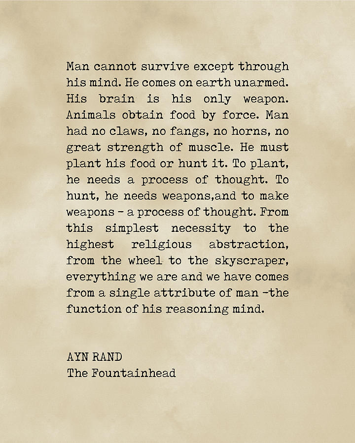Ayn Rand Quote - The Fountainhead - Literature - Minimalist, Classic, Typewriter Print - Inspiring Digital Art