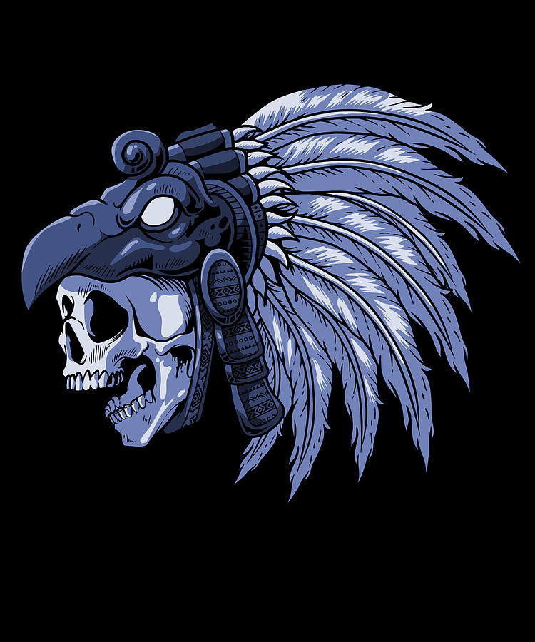 aztec eagle warrior skull drawing