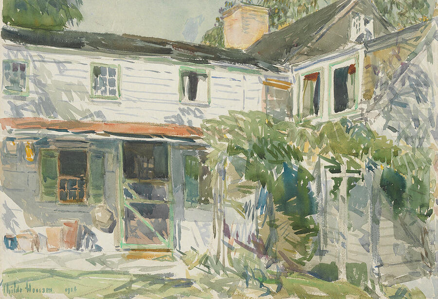 Back of the Old House, from 1916 Drawing by Childe Hassam