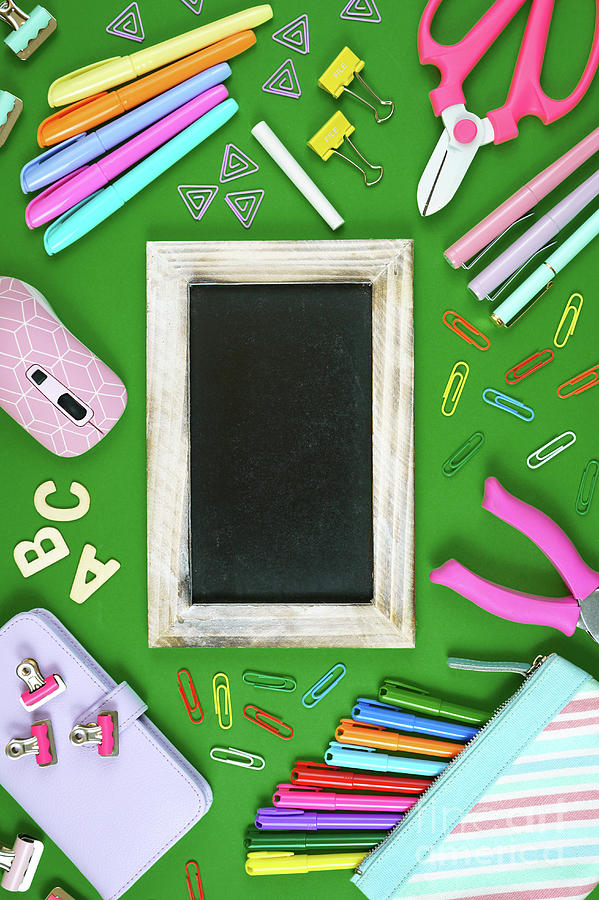 Back to school blackboard concept flat lay overhead. #2 Photograph by Milleflore Images